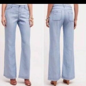 Anthopologie Pilcro & the Letterpress Chambray Wide Leg Pants. Size 31.